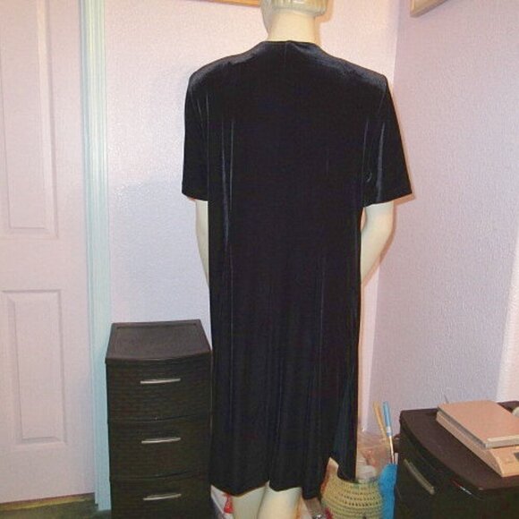 Vtg Black Velvet Dress With Cardigan Size L P Layered Rhinestones Whimsigoth 80s - Picture 9 of 12